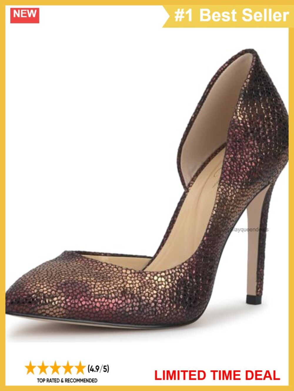 Jessica Simpson D'Orsay Pump Faux Leather Pointed Toe Stiletto Heel